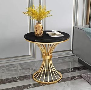 Luxury <b>Gold</b> Metal Round <b>Side</b> <b>Table</b> with Black Marble Top Modern Accent End <b>Table</b> for Living Room Bedroom Home Office Decor - Product Image 3