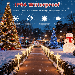 Christmas <b>Star</b> Solar Pathway <b>Lights</b> 8 Modes Waterproof Outdoor Decor Perfect Romantic Holiday Ambiance Gift for Fa - Product Image 1