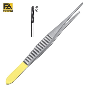 Pinzas para tejidos TC Gillies de acero inoxidable con mango amarillo, instrumento quirúrgico para uso en quirófano - Product Image 1