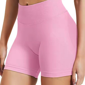 Women's High-Waisted Anti-Bacterial Spandex/Nylon Gym Shorts Elastic Waist Workout Yoga Compression Wear Wholesale <b>Knee</b> Length - Product Image 2