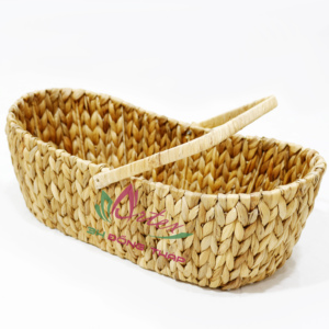 Woven Picnic <b>Basket</b> Natural Water Hyacinth With Handles - Product Image 4