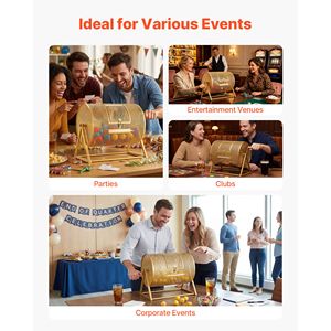 Attrezzatura per Fiere: Tamburo Gira Biglietti da Lotteria Rinforzato 40,9 cm x 30,2 cm, Capacità 5000 Biglietti, 200 Palline da Ping Pong - Product Image 6