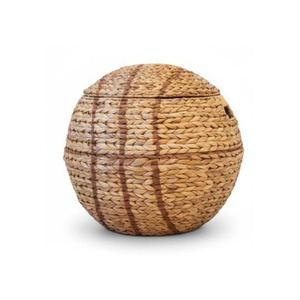 Cesta de lavandería redonda y bonita de jacinto de agua tejida a mano al por mayor, con forma de balón de baloncesto, de Vietnam - Product Image 1