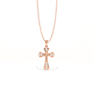 Pendentif croix en or plaqué 14 carats avec accents de diamants ronds, diamant cultivé en laboratoire Aarinya, bijoux religieux, cadeau unisexe - Product Image 5