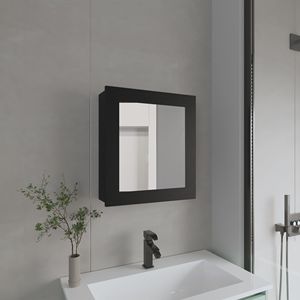Armadietto per medicinali Payson in melamina nera con specchio incluso per mobili da bagno - Product Image 1
