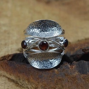 925 Sterling <b>Silver</b> Natural Red <b>Garnet</b> Bohemia Christian Style Handmade Women's GIA Certified Bezel Setting January <b>Ring</b> - Product Image 5
