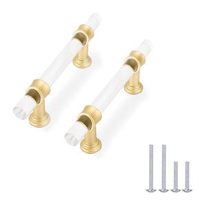 Poignée de porte en laiton et acrylique de qualité supérieure, faite à la main, design unique, pour meubles de maison, armoires et tiroirs, en vente - Product Image 2
