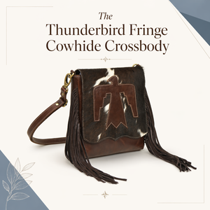 Sac bandoulière en cuir à franges style western pour femme, sac à main en cuir de vachette |   Sac à bandoulière avec applique Thunderbird |   Exportation Inde - Product Image 1