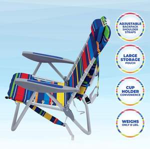 Silla de Playa Plegable Huy Gia ADV-B1 con 4 Posiciones de Suspensión y Cordones, Acero Inoxidable, Diseño Moderno Oxford, Multicolor, para Exteriores - Product Image 4