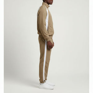 Ensemble de survêtement kaki pour homme, veste zippée et pantalon, couleur unie, respirant, en polyester, pour l'automne - Product Image 2