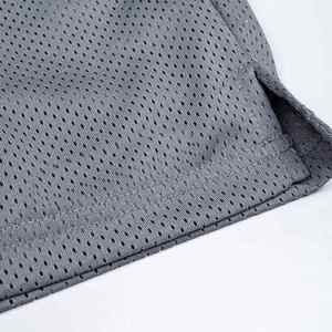 Shorts de sport décontractés gris en maille pour hommes, taille élastique avec cordon de serrage, respirants, personnalisables à l'avant, pour l'entraînement et la gym - Product Image 5