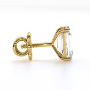 Pendientes de Diamantes de Corte Esmeralda Cultivados en Laboratorio, Certificados por IGI, con Baño de Rodio sobre Oro Amarillo Sólido de 14K, 1-4 Quilates Cada Uno, de Lujo - Product Image 5