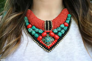 Cuentas de semillas de estilo romántico bordadas, joyería de boda religiosa colorida, collar de cuentas de moda, colgante de diamante con patrón de paz - Product Image 2