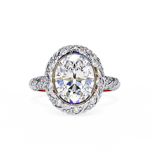Bague de fiançailles en or massif avec diamant cultivé en laboratoire certifié Gia Igi, sertie de pavés, pour femmes - Product Image 1