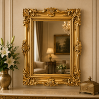 Miroir mural en bois sculpté Majestic Florence, cadre décoratif orné fait à la main, miroir d'appoint de qualité supérieure pour les intérieurs élégants
