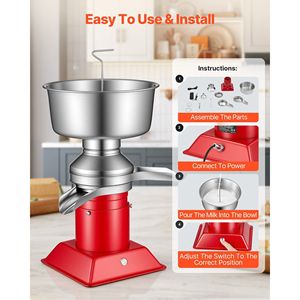 Separatore Elettrico per Crema di Latte 60L/H, 10500 Giri/Min, Macchina Centrifuga per Lavorazione Latticini in Acciaio Inox 304 per Latte di Capra e Mucca - Product Image 5