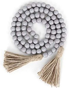 Guirnalda de Cuentas de Vidrio Verde Menta con Borlas, Decoración Boho Rústica Moderna para el Hogar, Adorno Colgante - Product Image 4
