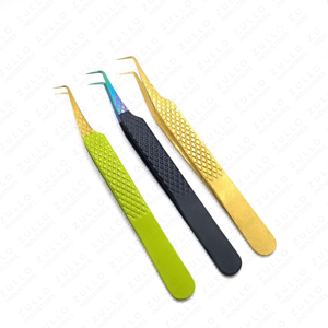 Stainless Steel Curved Eyelash Tweezers Diamond Grip Precision Volume Lash <b>Tool</b> Custom Logo Professional Extension <b>Tool</b> - Product Image 5