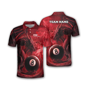 Camisa de Polo de Billar para Hombre, Manga Corta, Diseño Estampado de Bolas de Billar, Informal, Tejido de Poliéster, Secado Rápido - Product Image 4