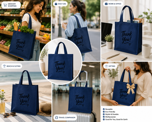 Eco Friendly Solid Blue Jute Tote <b>Bag</b> Double Handles Custom Logo Reusable Shopping <b>Bag</b> Promotional <b>Gift</b> for Wedding Party - Product Image 5