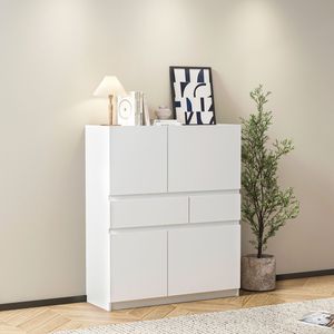 Mobiletto Bianco in Legno per Soggiorno con 4 Ante e 2 Cassetti - Product Image 3