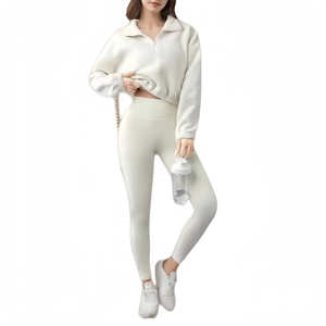 Nouvel ensemble de sport 3 pièces à séchage rapide : leggings, soutien-gorge sans coussinets, pull chaud à manches longues et survêtement de yoga - Product Image 6
