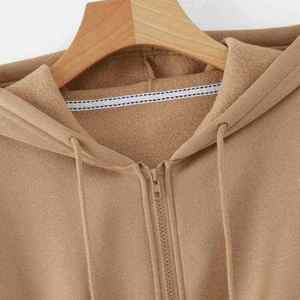 Sudadera con capucha corta personalizada para mujer, talla grande, 100% algodón, manga larga, forrada, estilo lavado, ropa de calle de otoño, venta al por mayor - Product Image 5