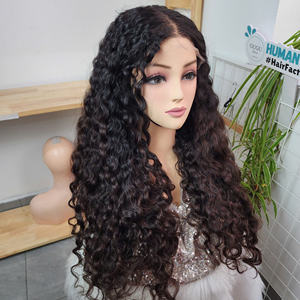 Peluca sin pegamento de lujo 100% vietnamita de 26 pulgadas, cabello humano virgen rizado birmano color ombre marrón, productos para mujeres negras - Product Image 3