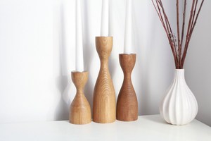Portavelas de Madera, Forma Cónica, Madera Natural, Decoración para el Hogar, Juego de Tres - Product Image 4