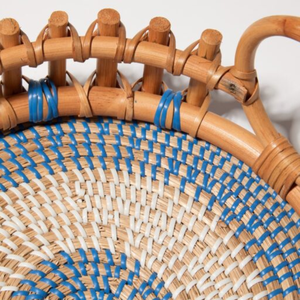 Plateau de service rond décoratif en rotin naturel bohème avec fond en jonc de mer, plateau personnalisé pour cuisine, salle de bain, en provenance du Vietnam - Product Image 2