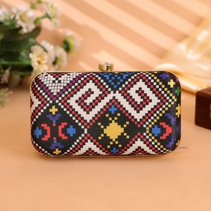 Indian Handmade Women's Embroidered Multicolcolr Clutch Purse Evening Clutch <b>Bag</b> with Detachable Chain Strap for women Hand <b>Bag</b> - Product Image 4