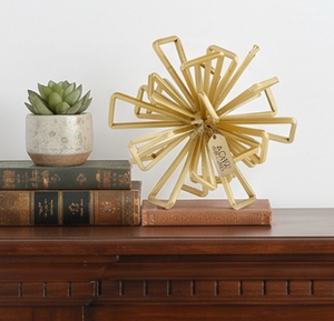 Escultura Metálica Geométrica de Lujo Chapada en Oro, Arte Contemporáneo, Decoración de Mesa para el Hogar, Sala de Estar, Diseño Abstracto, Hecho a Mano - Product Image 3