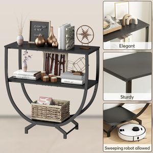 Rustic <b>Black</b> 3-Tier <b>Console</b> Table 30\" Height for Entryway or Behind Couch Sofa Table - Product Image 4