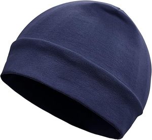 Bonnet en tricot rouge unisexe, couleur unie, avec revers, chapeau d'hiver décontracté, taille adulte 56-58 cm, matière acrylique - Product Image 2