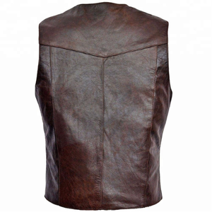 Gilet de cowboy western en cuir véritable marron pour homme, style vintage personnalisé, veste sans manches, vêtement d'extérieur pour motard, vente en gros - Product Image 6