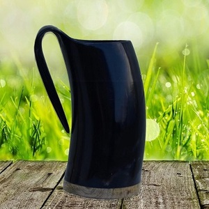 Mug en corne de buffle de haute qualité, naturel, fait main, écologique, style américain avec poignée de F S International - Product Image 5