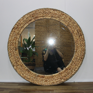 Artex Dong Thap Factory Seagrass & Glass Minimalist Round Woven <b>Frame</b> Handmade Anniversary Decorative Wall <b>Mirror</b> - Product Image 6