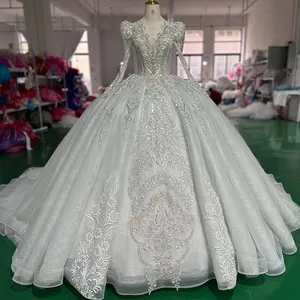 Jancember XS027 lüks uzun kollu balo imparatorluk düğün kadın elbiseleri