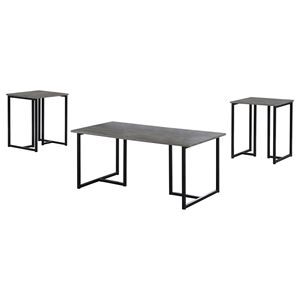 Set da soggiorno in 3 pezzi grigio e nero stagionato pezzi occasionali per l'arredamento della casa - Product Image 3
