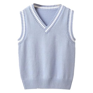 Gilet sans manches en tricot 100 % coton personnalisé pour écoliers, style uniforme scolaire britannique, vente en gros - Product Image 6