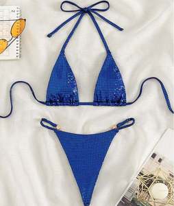 Vente en gros - NOUVEAUTÉS - Maillot de bain triangle 2 couleurs avec strass et string holographique micro sexy pour femme - Product Image 3