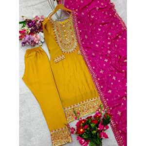 Ensemble haut et dupatta pour femmes, vêtements de soirée, avec broderie et travail de séquence - Product Image 3