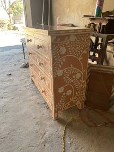 Bone inlay rose pink Chest of 5 Drawer - Product Image 3