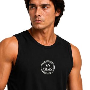 Débardeur de sport noir pour homme en coton, sans manches, pour entraînement, fitness, musculation, athlétisme, vêtement de sport - Product Image 6