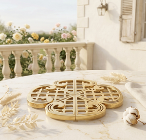 Juego de Salvamanteles Metálicos con Diseño de Flor Dorada, Resistentes al Calor, Salvamanteles de Trébol de Cuatro Hojas, Decoración para Mesa de Comedor - Product Image 1