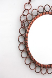 Miroir rond en cuivre avec cadre en métal, décoration murale industrielle, fait main - Product Image 6