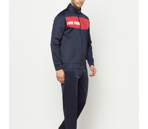 Ensemble de survêtement sportif bleu marine pour homme avec logo rouge imprimé, fermeture éclair avant, tissu FRENCH TERRY 100% polyester, vêtements d'automne - Product Image 4