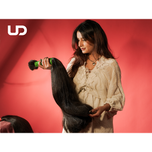 Cabello humano indio liso negro natural sin procesar de 16 pulgadas-Temple de origen, alto grado, paquete de cabello virgen, cutícula alineada - Product Image 2