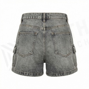 Shorts en jean tendance pour femme, taille mi-haute, super déchirés, délavés, style streetwear décontracté d'été, couleur personnalisable, mode - Product Image 2
