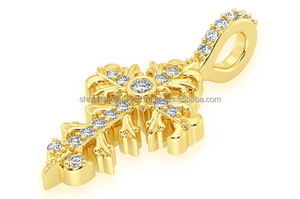 Vintage Religious 14K <b>Solid</b> <b>Gold</b> Hip Hop <b>Pendant</b> Necklace Sparkling Natural Diamond Jesus Filigree Cross Fine <b>Pendants</b> Charms - Product Image 3